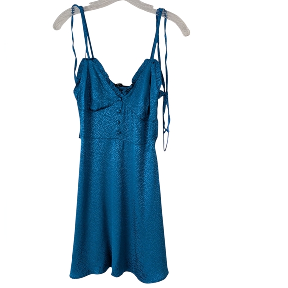 NWT Zara Teal Blue Satin Slip Dress Sz.S - Picture 1 of 5